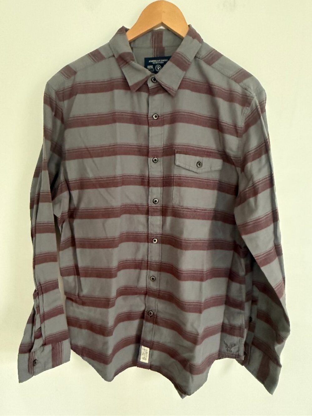 American Eagle Mens Cotton Long Sleeve Prep Fit Shirt Plaid Size XL
